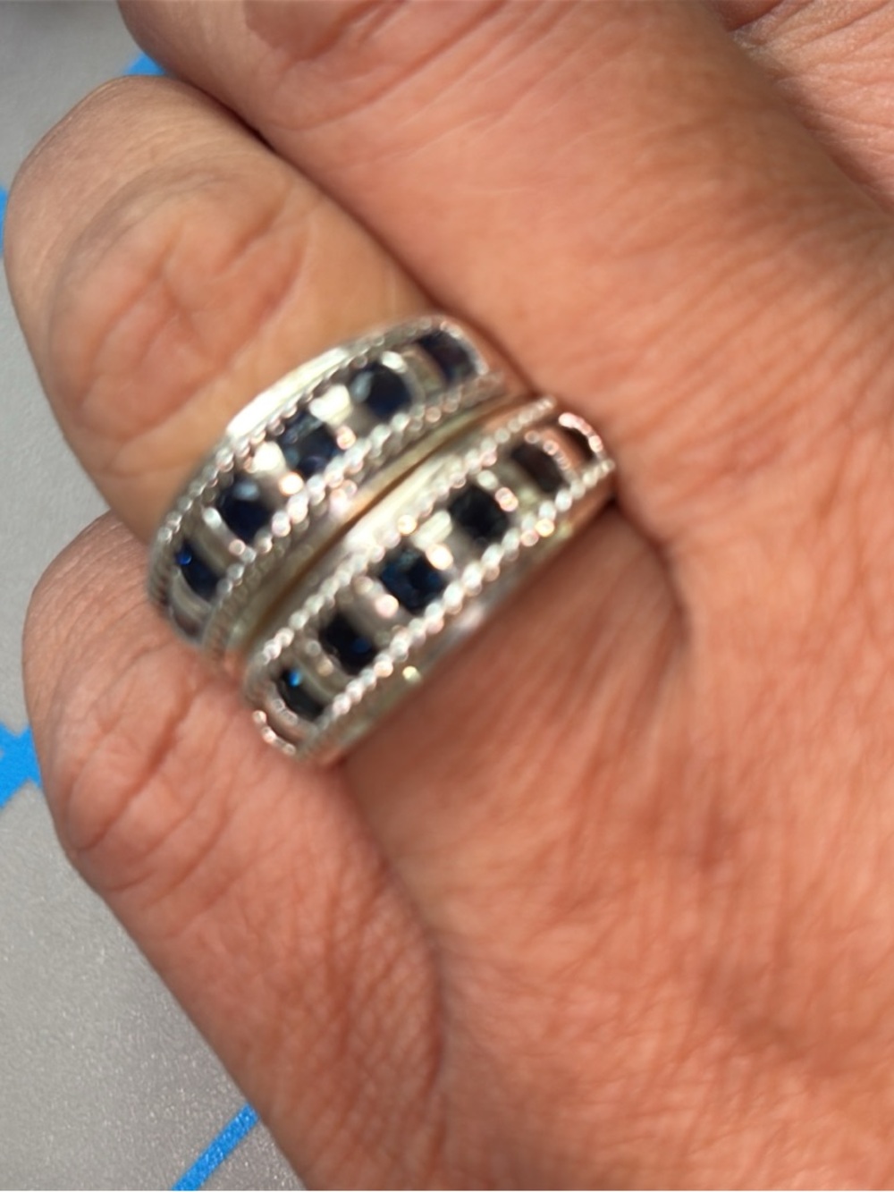 Sterling Silver Blue Sapphire Channel Rings